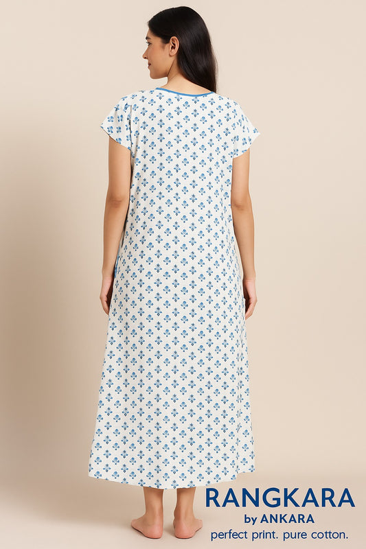 SnowFlora Cotton Nighty – Free Size | Rangkara by Ankara