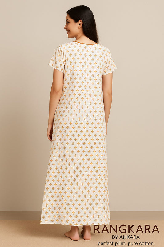 GoldenBloom Cotton Nighty – Relaxed Fit | Rangkara by Ankara