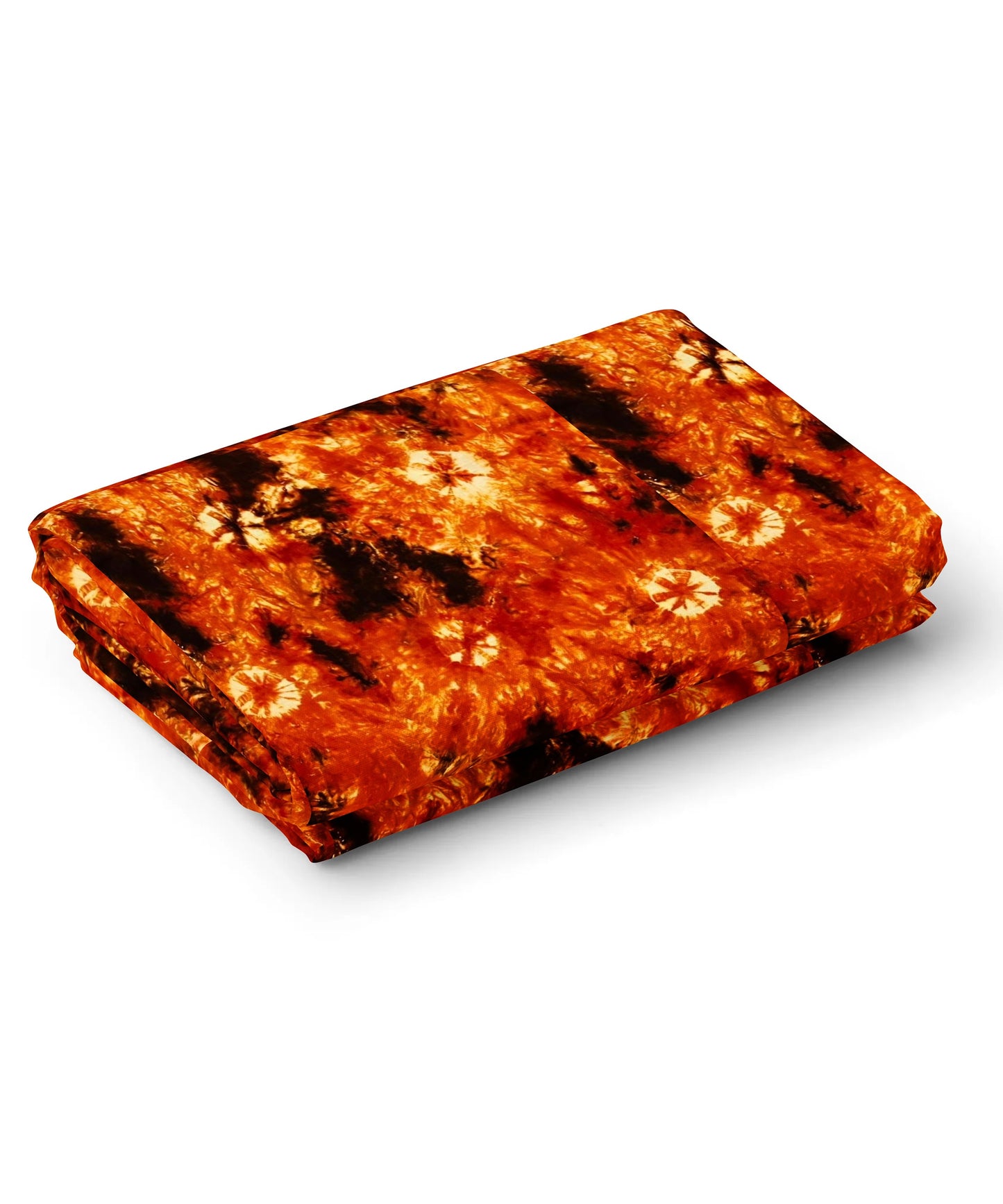 Rangkara Pure Cotton Bandhej Fabric for Nighty & Kurti – 2.90 M Unstitched Tie-Dye Dress Material, Orange-Black Contrast Print