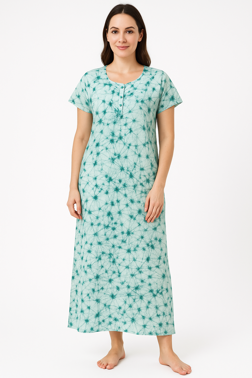 Emerald Veins – Cotton Crush Wax Batik Nighty Fabric (3 Meters) | Rangkara by Ankara