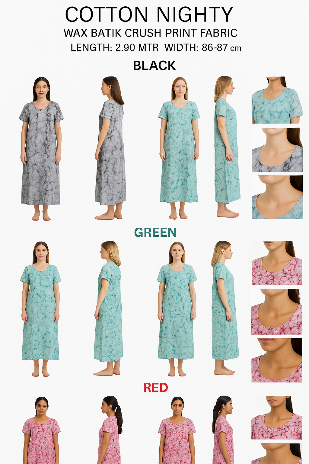 Emerald Veins – Cotton Crush Wax Batik Nighty Fabric (3 Meters) | Rangkara by Ankara