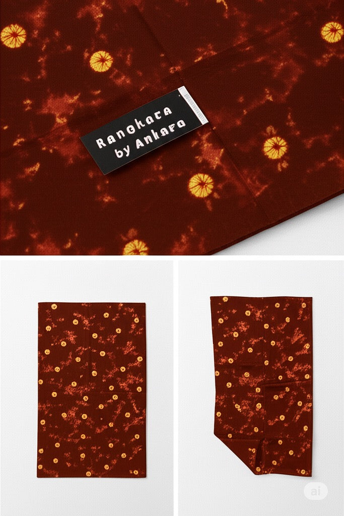 Cotton Hypo Bandhej Nighty Fabric – Tamba Colour | 2.90 Mtr Cut | RANGKARA by Ankara