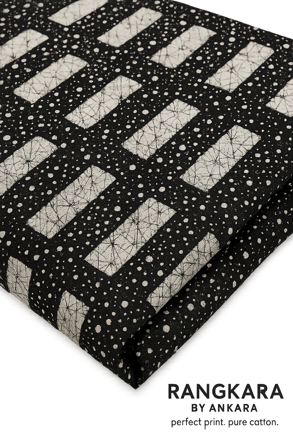 Folded Fabric Close-Up – BlackIvory Batik Cotton