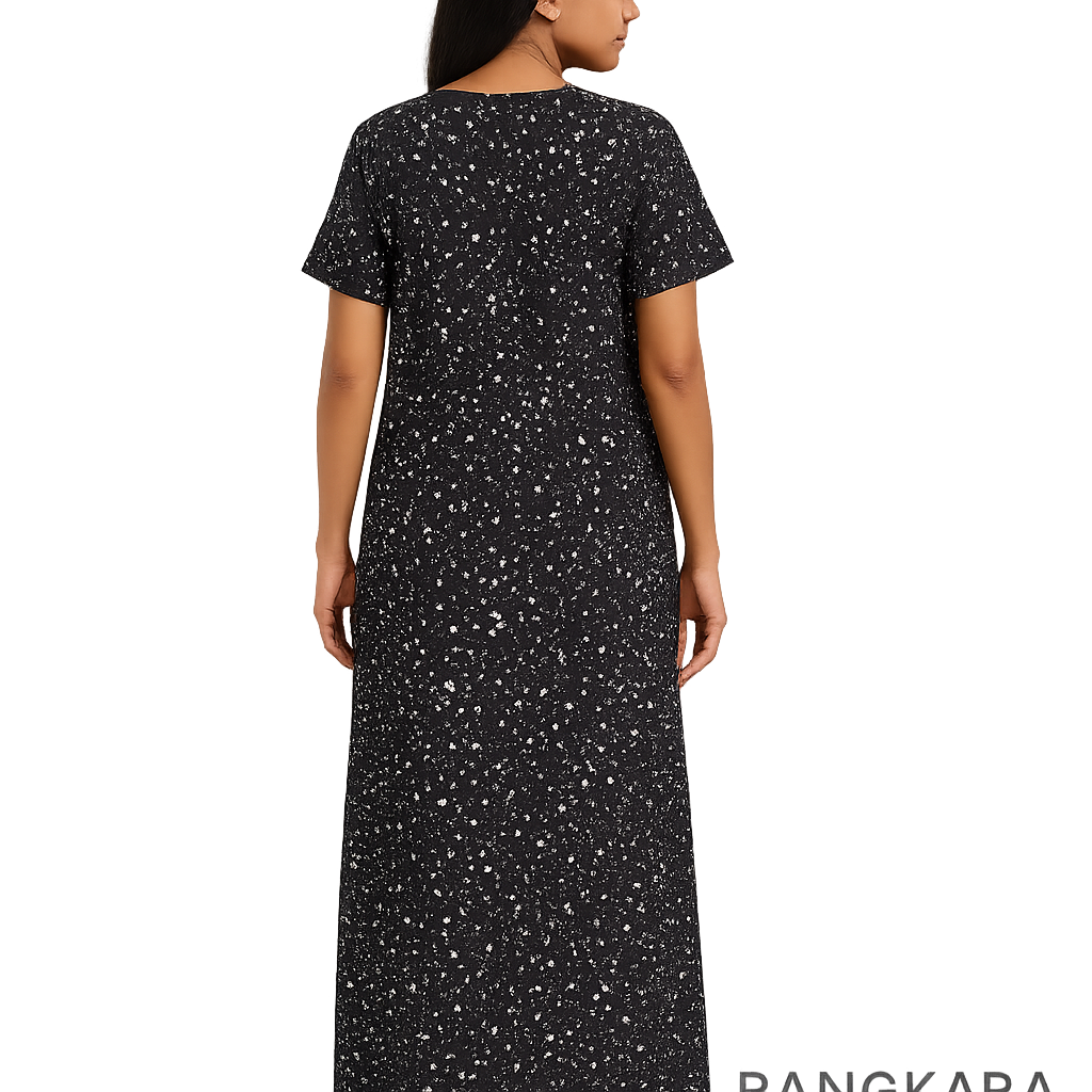 Back View – BlackIvory Batik Nighty (3M Cotton Fabric)